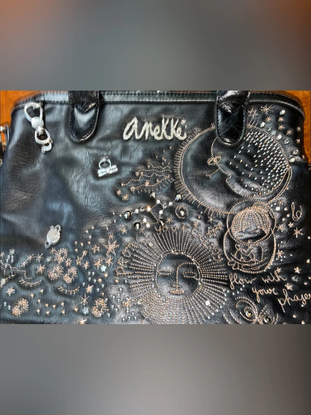 Anekke Universe Spirit Black Embroidered German Handbag